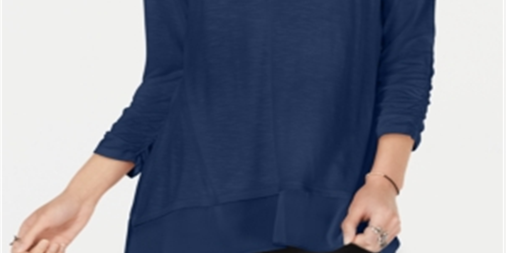 Top de chiffon feminino Style &amp; Co, azul, tamanho pequeno M