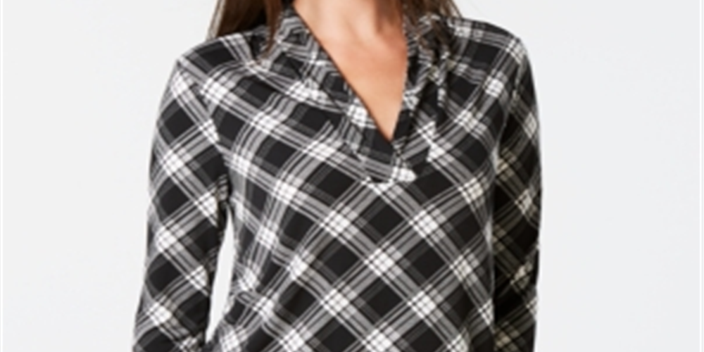Charter Club feminino estampado top xadrez combo preto e branco tamanho pequeno P