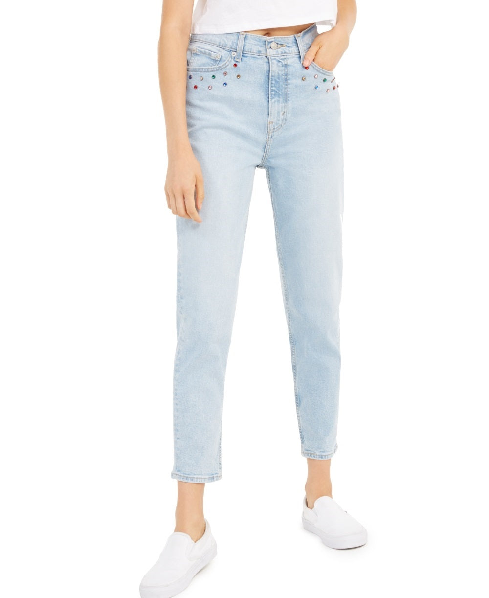 Calça jeans Levi's feminina de cintura alta com detalhes, azul, tamanho 30