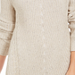 Suéter feminino texturizado com manchas e manga comprida, gola joia, bege, tamanho pequeno, extragrande