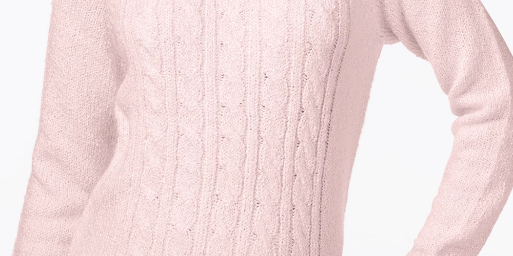 Karen Scott Suéter Feminino Petite Cable-Knit Rosa Tamanho Petite Pequeno