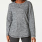Karen Scott Blusa feminina de manga comprida Spacedye Microfleece, cor carvão, tamanho X-S