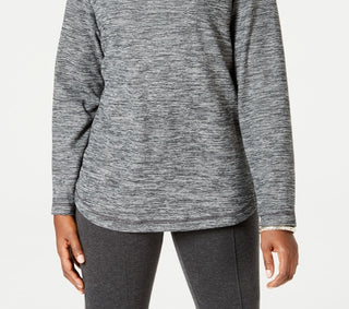 Karen Scott Blusa feminina de manga comprida Spacedye Microfleece, cor carvão, tamanho X-S