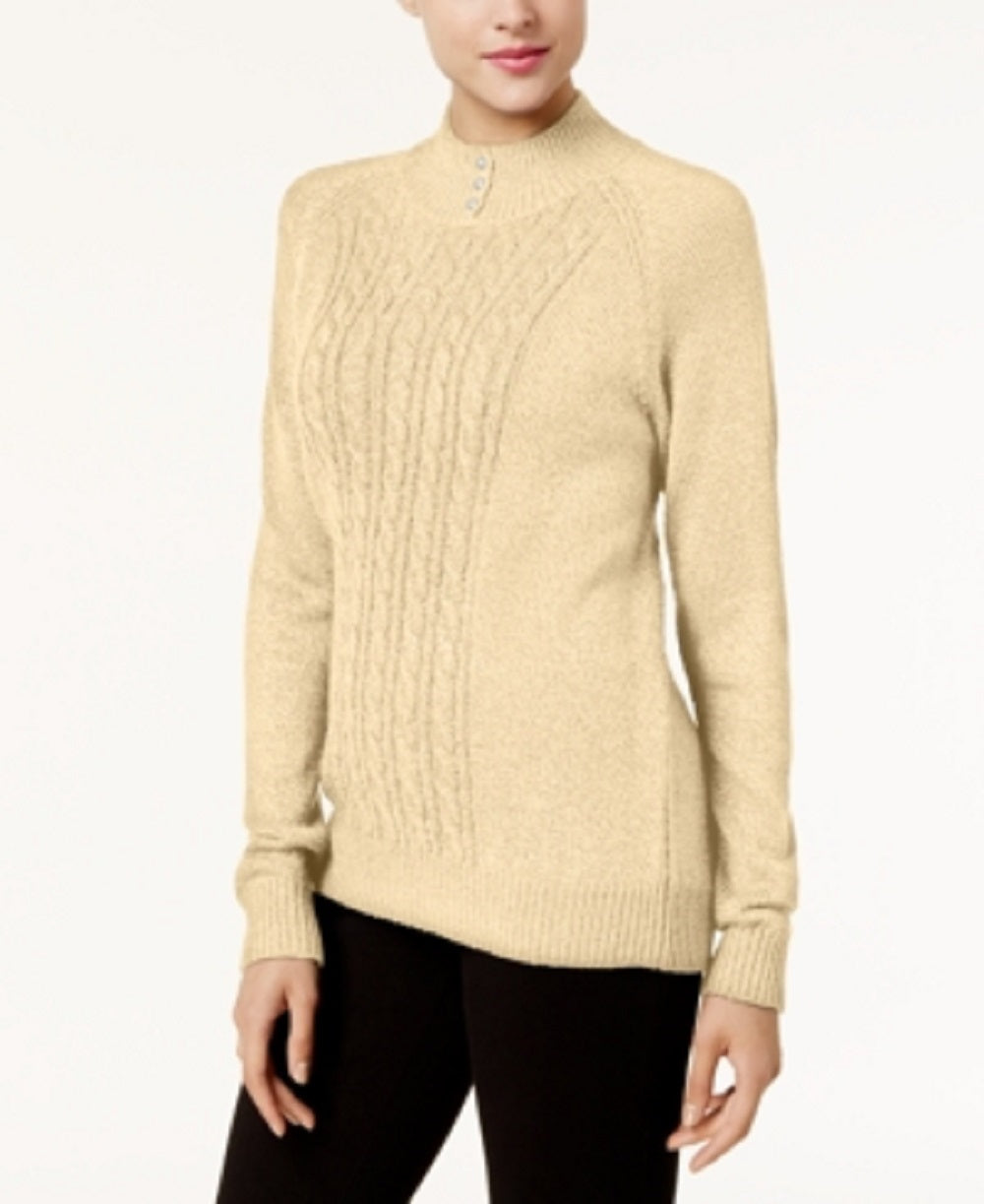 Karen Scott Suéter Feminino Petite Cable-Knit Amarelo Tamanho Petite X-Large
