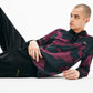 Camisa polo camuflada masculina Lacoste com ajuste solto Berry Jam - Preto, tamanho X-G