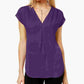 Blusa feminina com pregas invertidas e decote em V, tamanho XS, roxa, da INC International Concepts