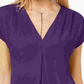 Blusa feminina com pregas invertidas e decote em V, tamanho XS, roxa, da INC International Concepts