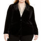 Calvin Klein Blazer Feminino Plus Velvet com Um Botão Preto Tamanho 14