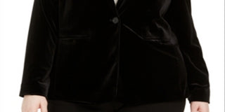 Calvin Klein Blazer Feminino Plus Velvet com Um Botão Preto Tamanho 14