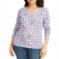Blusa feminina Karen Scott com estampa de azulejos, roxa, tamanho extragrande