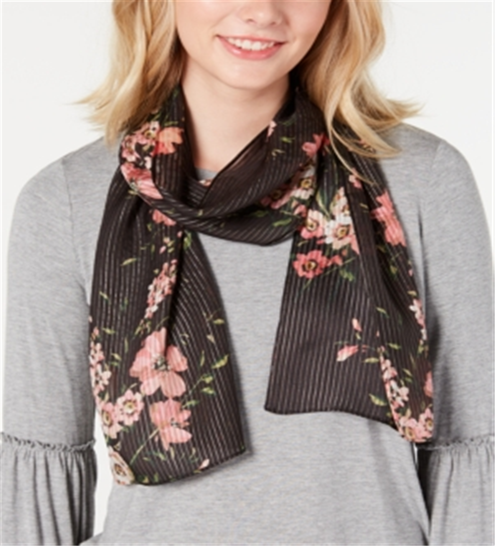 Cachecol feminino Echo Nomadic Floral de seda oblongo cinza tamanho M