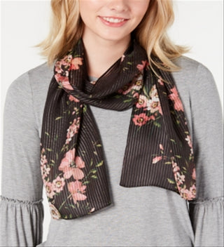 Cachecol feminino Echo Nomadic Floral de seda oblongo cinza tamanho M