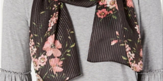 Cachecol feminino Echo Nomadic Floral de seda oblongo cinza tamanho M