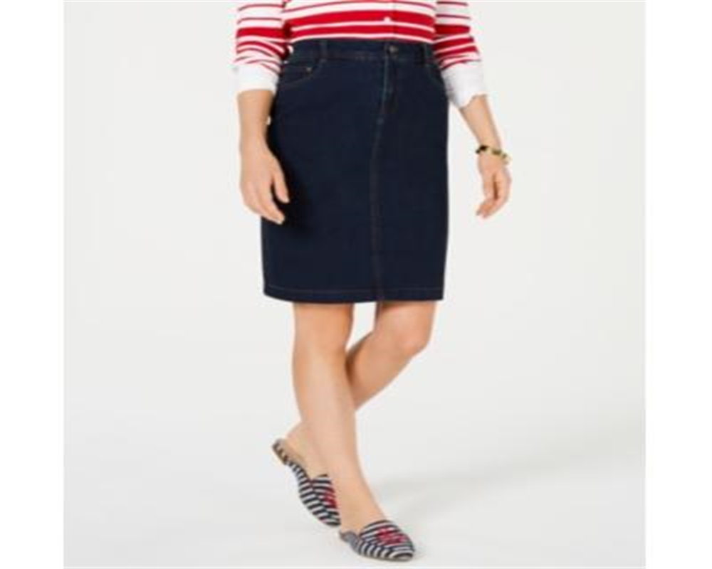 Saia jeans feminina Charter Club com controle de barriga, azul, tamanho 12