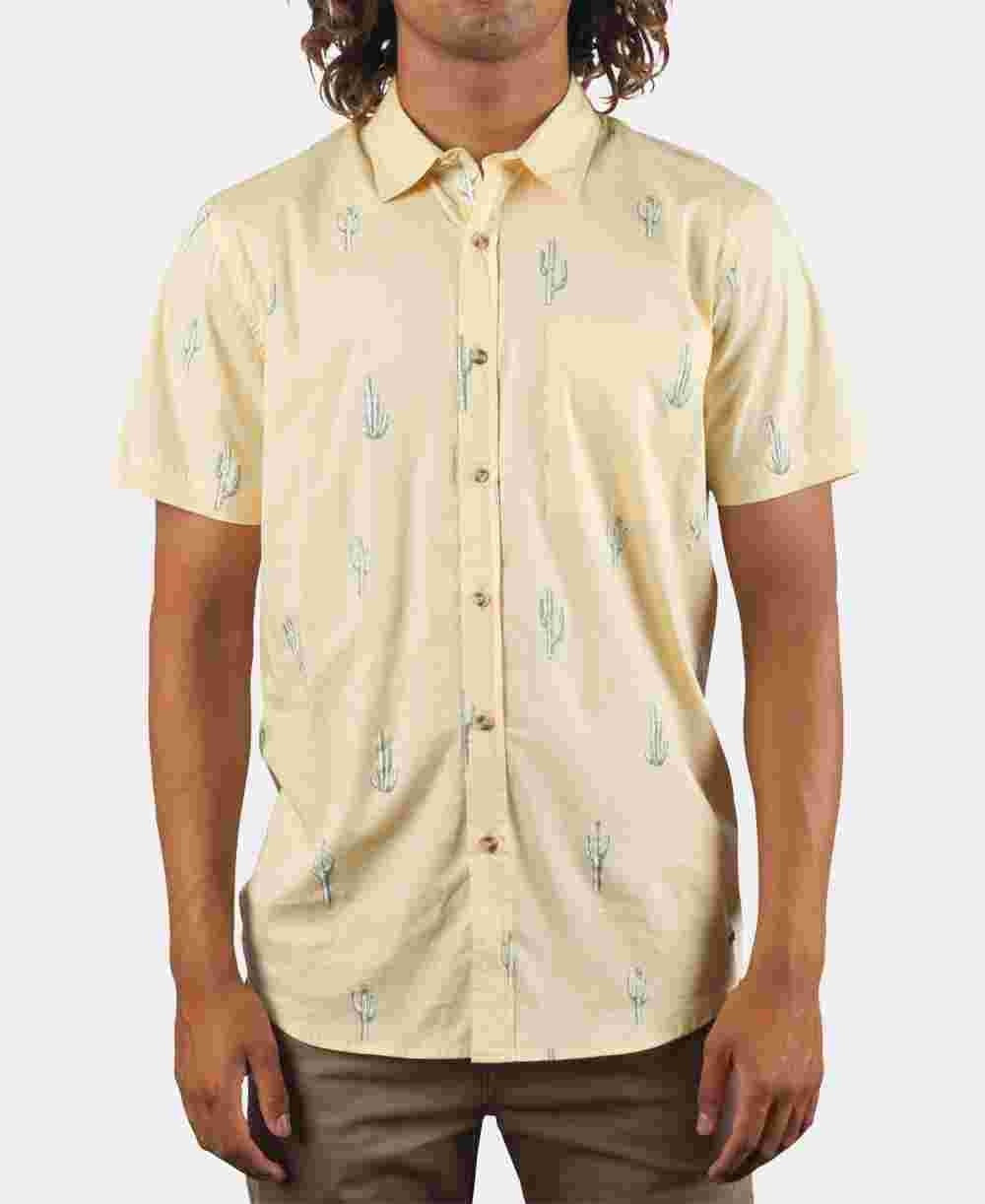 Camisa Masculina Rip Curl Amigos Estampada com Bolso, Amarela, Tamanho X-G