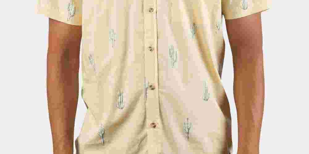 Camisa Masculina Rip Curl Amigos Estampada com Bolso, Amarela, Tamanho X-G