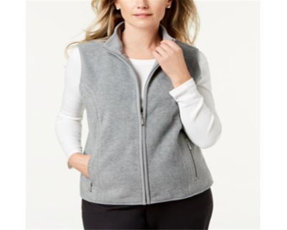 Colete feminino Karen Scott Fleece com zíper frontal Azul Fumê Tamanho Pequeno P