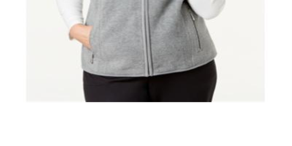 Colete feminino Karen Scott Fleece com zíper frontal Azul Fumê Tamanho Pequeno P
