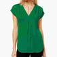 INC International Concepts Top feminino com pregas invertidas e decote em V, verde, tamanho X-S
