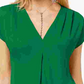 INC International Concepts Top feminino com pregas invertidas e decote em V, verde, tamanho X-S