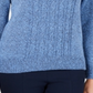 Karen Scott Suéter Feminino de Tricô com Gola Falsa Azul Tamanho Pequeno G