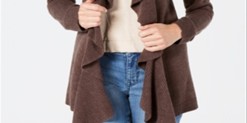 Karen Scott Cardigan Feminino com Babados Frontais Marrom Tamanho X-G