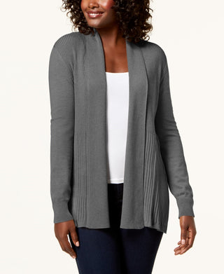 Cardigan feminino Karen Scott com gola xale, cor carvão, tamanho pequeno