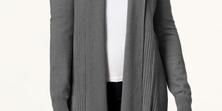 Cardigan feminino Karen Scott com gola xale, cor carvão, tamanho pequeno