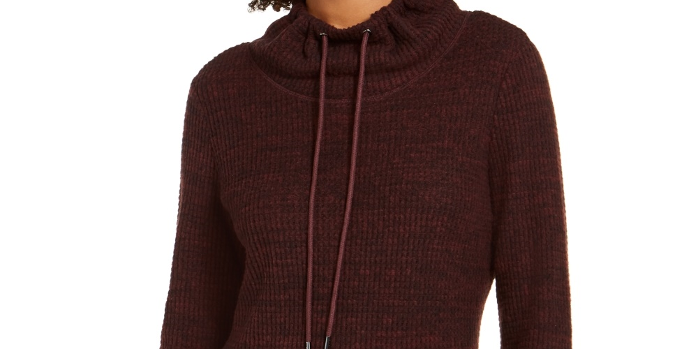 Ideology Top Feminino Gola Alta Bainha Tulipa Vinho Tamanho Grande