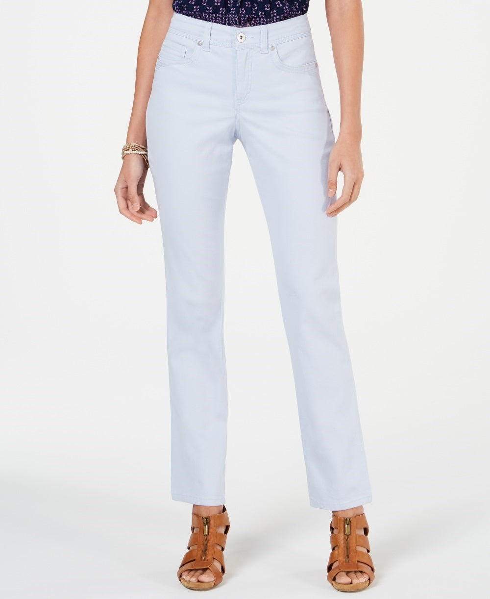 Calça jeans feminina estilo &amp; co com controle de barriga e perna reta, azul, tamanho 6