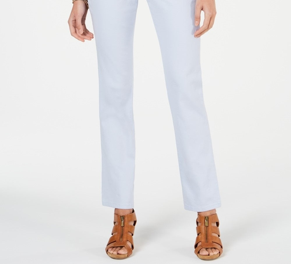 Calça jeans feminina estilo &amp; co com controle de barriga e perna reta, azul, tamanho 6