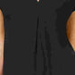 Blusa feminina com pregas invertidas e decote em V, preta, tamanho X-S
