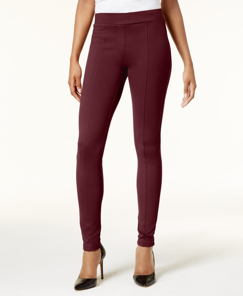 Leggings femininas de malha ponte com costura frontal pequena Style &amp; Co, roxas, pequenas e médias