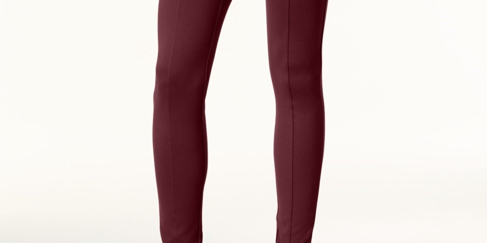 Leggings femininas de malha ponte com costura frontal pequena Style &amp; Co, roxas, pequenas e médias