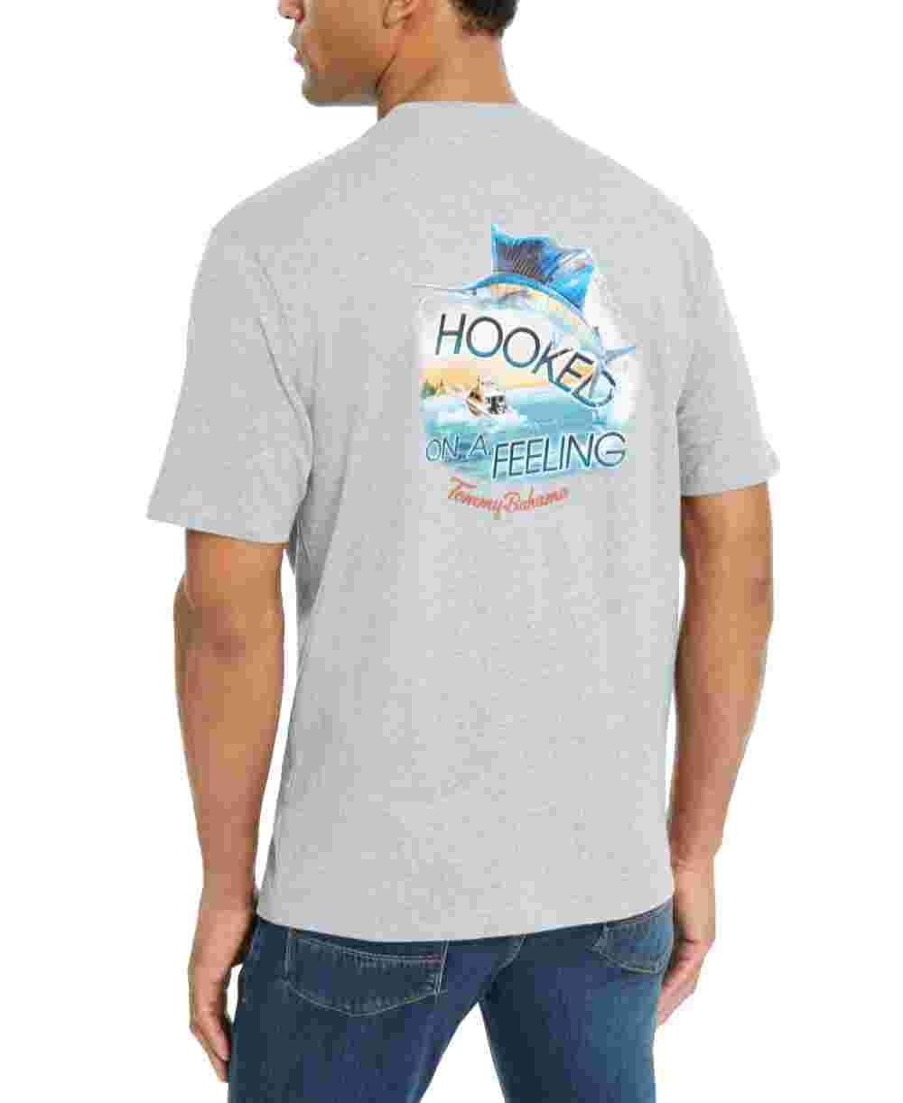 Camiseta Tommy Bahama Masculina Hooked On A Feeling Logo Graphic Cinza Tamanho Grande