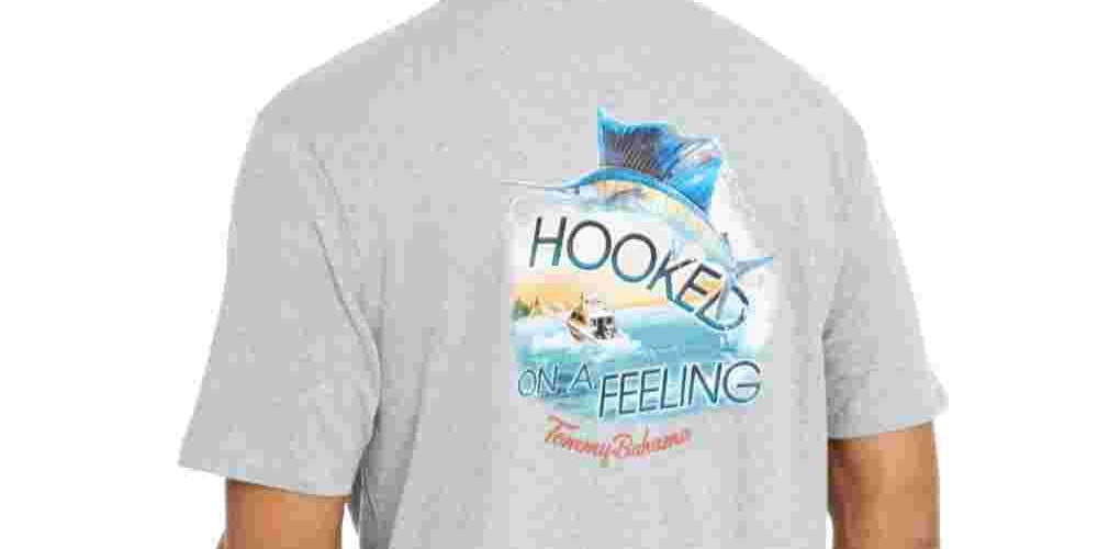 Camiseta Tommy Bahama Masculina Hooked On A Feeling Logo Graphic Cinza Tamanho Grande
