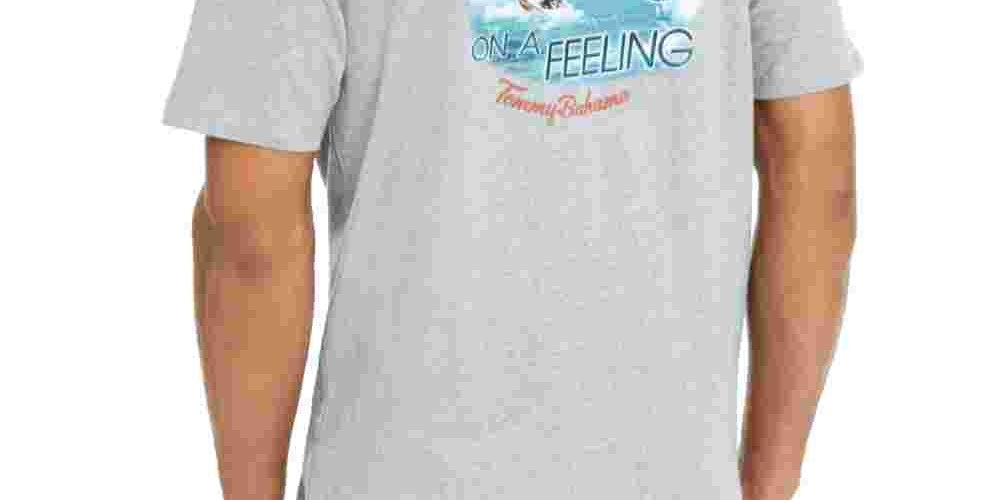 Camiseta Tommy Bahama Masculina Hooked On A Feeling Logo Graphic Cinza Tamanho Grande