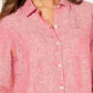 Camisa utilitária feminina Charter Club de linho, tamanho médio, rosa