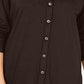 Karen Scott Blusa Feminina Mix-Media com Botões Frontais Marrom Tamanho Médio