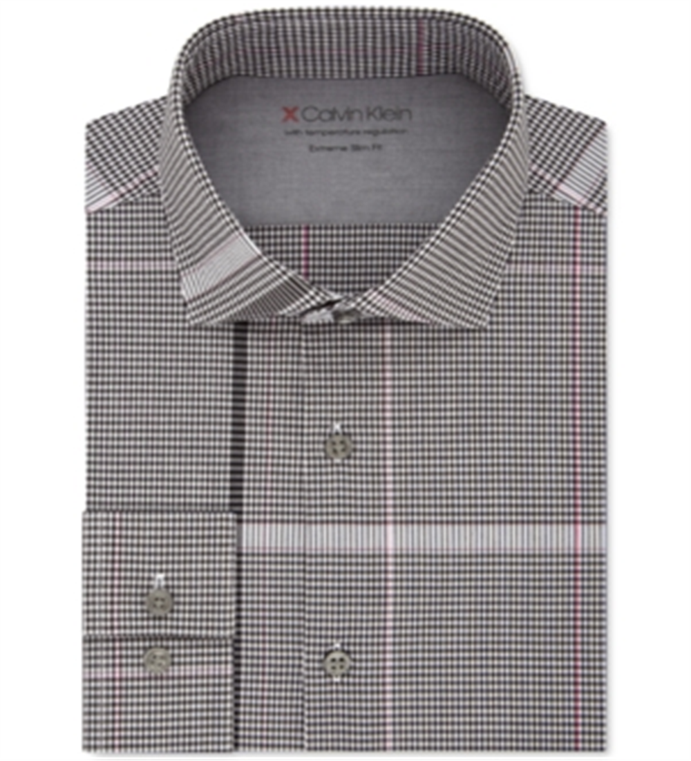 Camisa social masculina Calvin Klein Extra Slim Fit Performance Stretch com regulagem de temperatura e rosa, tamanho GG