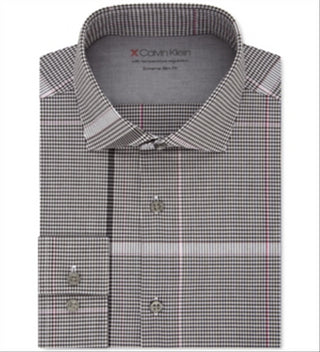 Camisa social masculina Calvin Klein Extra Slim Fit Performance Stretch com regulagem de temperatura e rosa, tamanho GG