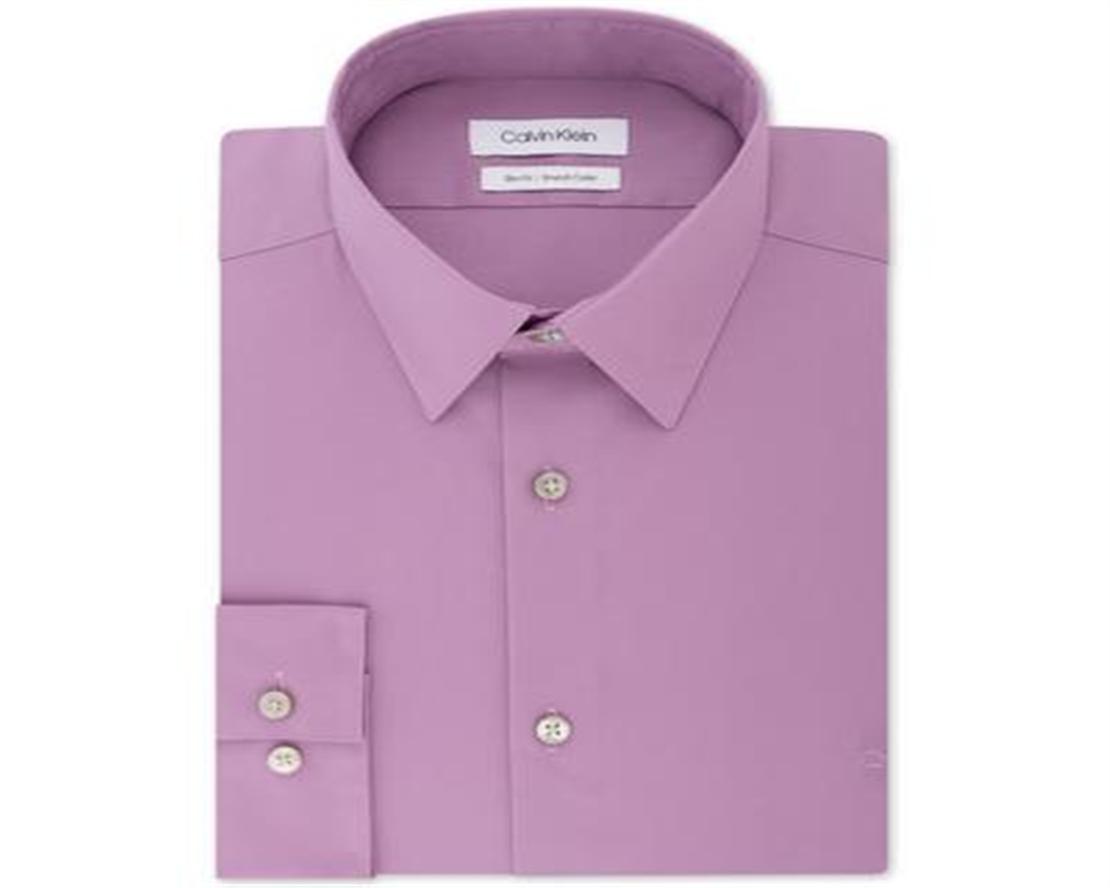 Camisa social masculina Calvin Klein Slim Fit com gola roxa, tamanho GG 17/5