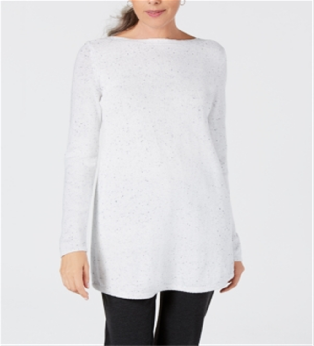 Karen Scott Suéter Túnica Feminino Curvo Bainha Branca Tamanho PSM