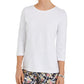 Blusa estampada feminina Charter Club manga 3/4 branca tamanho extragrande