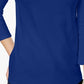 Charter Club Petite Pima Cotton Top com botões e ombros de fora, azul pequeno grande