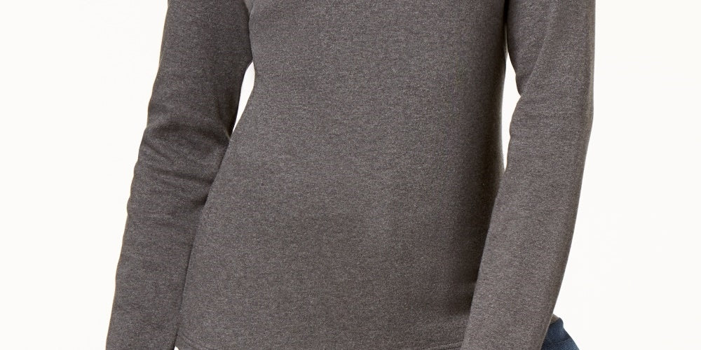 Karen Scott Blusa de gola alta feminina de algodão, cor carvão, tamanho grande