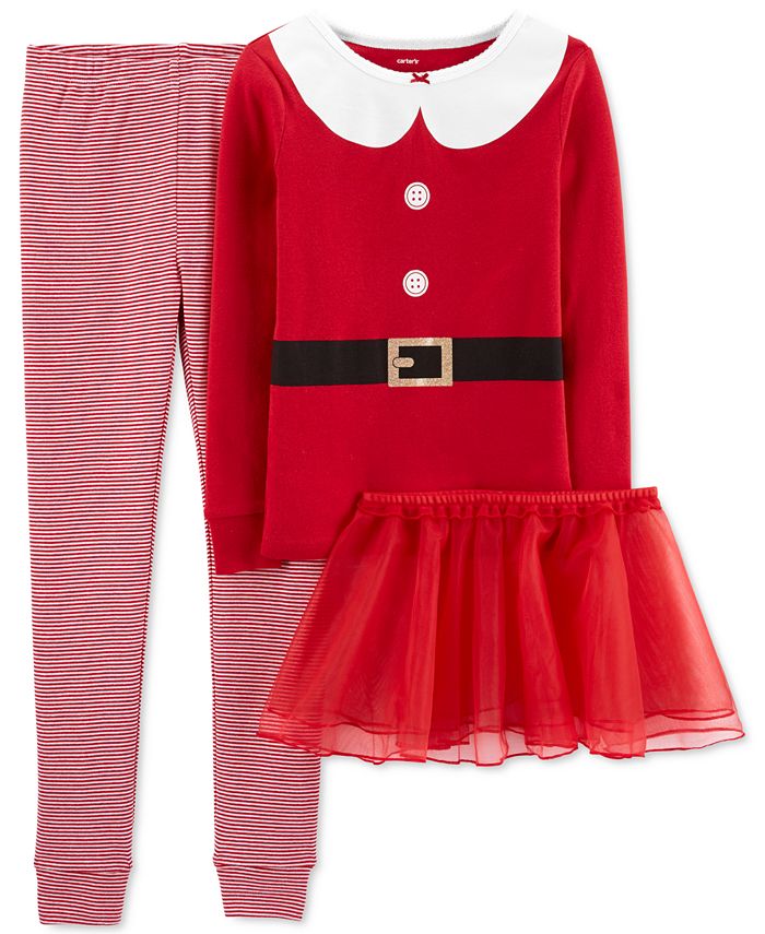 Conjunto de pijama de Papai Noel com tutu Carter's Girls, 3 peças, vermelho, tamanho 6