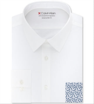 Camisa social masculina Calvin Klein com gola extra fina branca tamanho 15,5 x 32 x 33