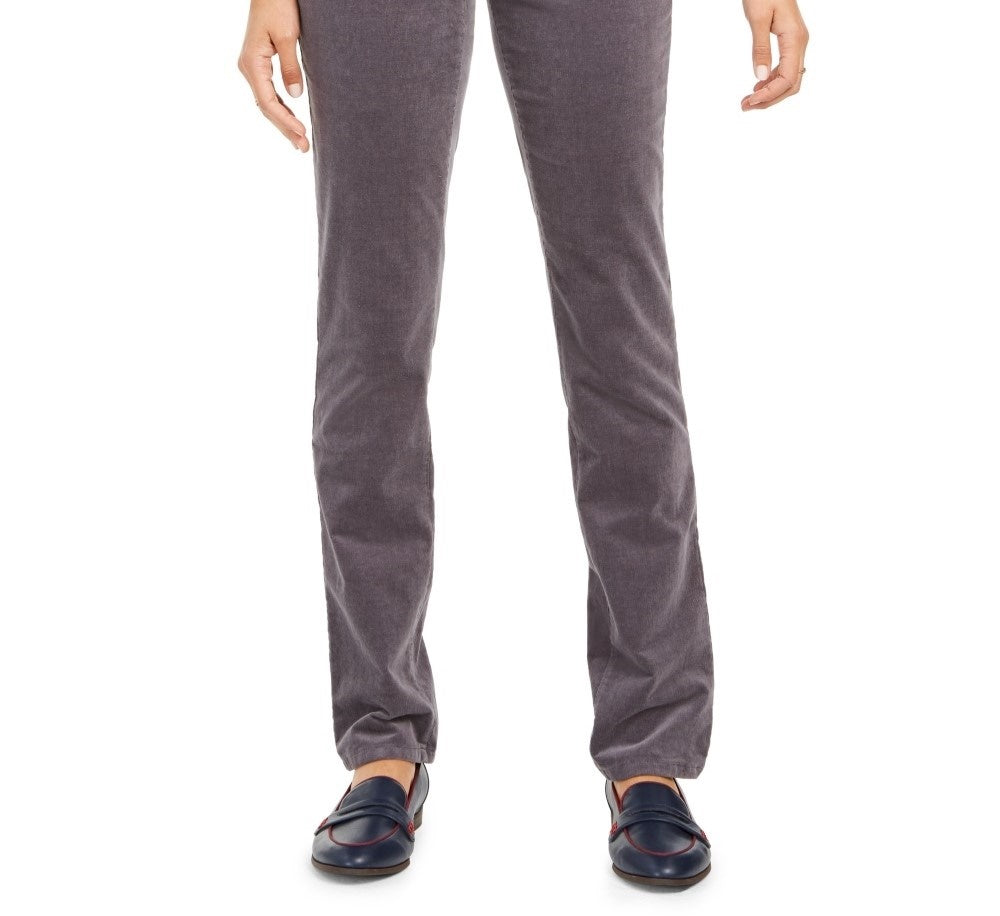 Calça de veludo cotelê feminina Charter Club Petite Lexington com perna reta, cinza, tamanho 6P