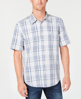 Quiksilver Men's Snap Jam Plaid Shirt Gray Size Medium
